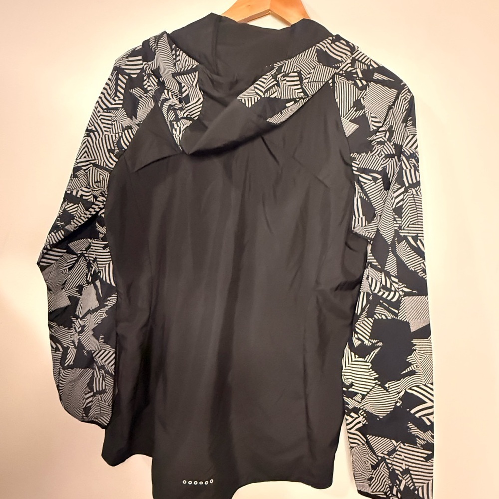 Nike Dri-FIT Quarter Zip Pullover Jacket Medium Black Geometric Sleeve Running - Picture 5 of 6